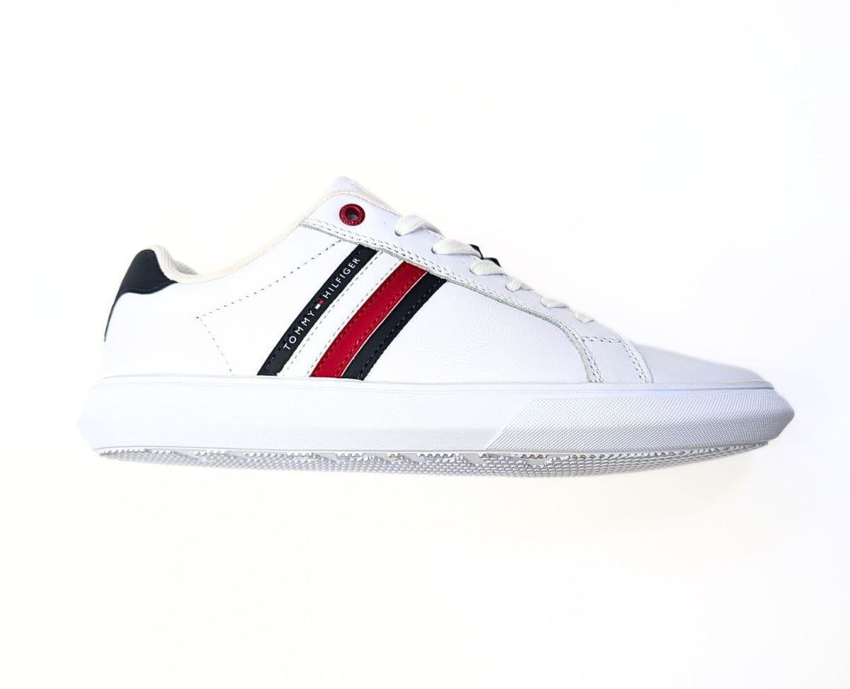 Baskets en cuir blanc Tommy Hilfiger Essential Stripe.