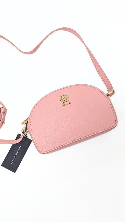 Sac à Bandoulière Tommy Hilfiger : rose poudré & logo Doré.