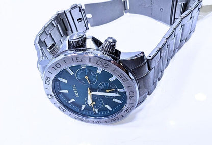 Montre Multifonction Fossil pour Homme – Cadran Bleu Canard & Bracelet Acier Inoxydable.