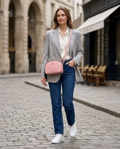 Sac à Bandoulière Tommy Hilfiger : rose poudré & logo Doré.