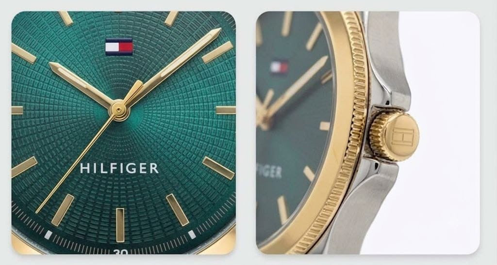 Montre tommy hilfiger bicolore-cadran gradient vert squelette