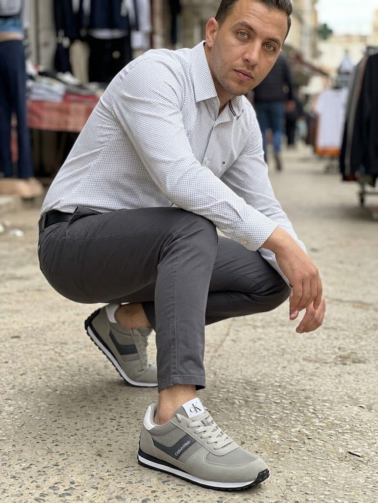 Sneakers rétro-running Calvin Klein - Gris et Blanc.