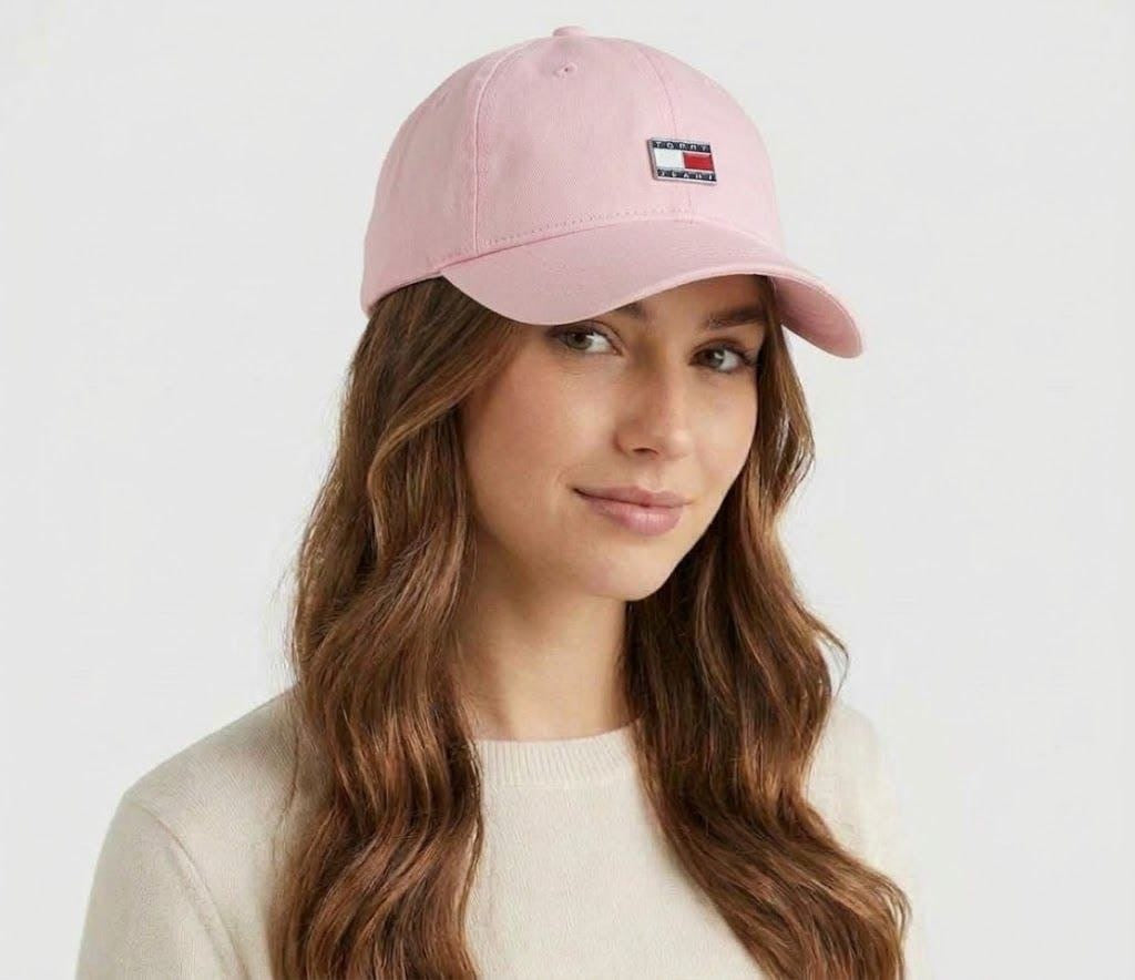 Casquette Tommy Jeans Femme Rose Poudré – Logo Badge.