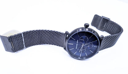 Montre Homme Michael Kors – Boîtier Noir & Cadran Bleu Saphir (Bracelet Maille Milanaise).